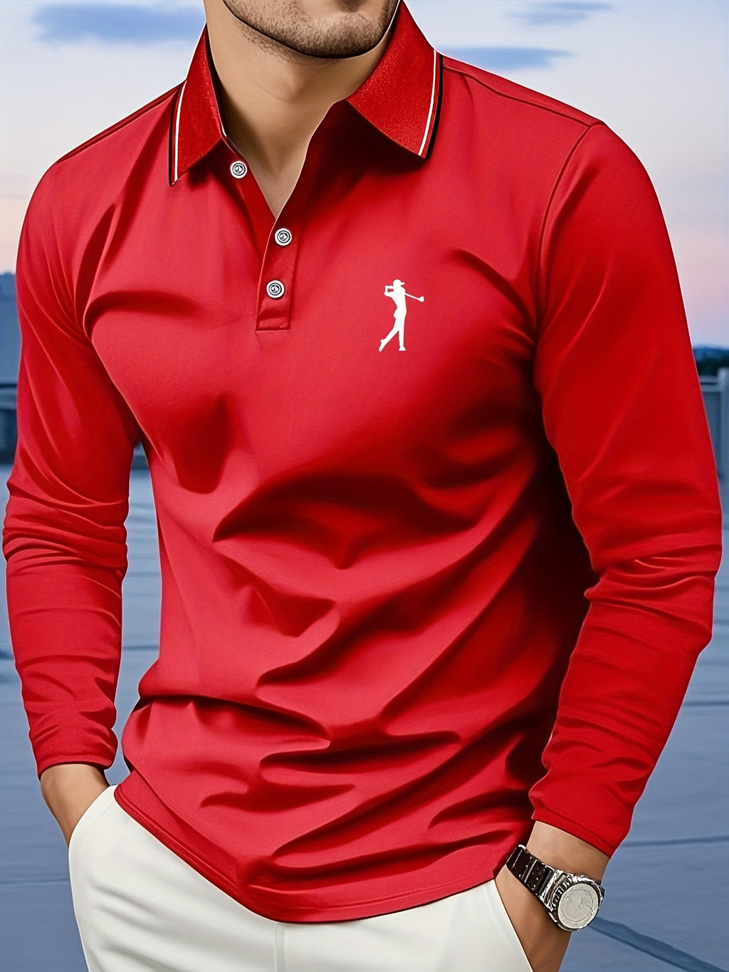 Men's Long-Sleeve Shirt, Printed, Collared Breathable