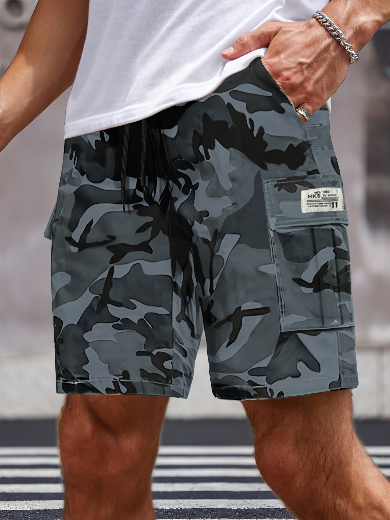 Men's Cargo Shorts, Multi-Pocket, Drawstring Loose Fit