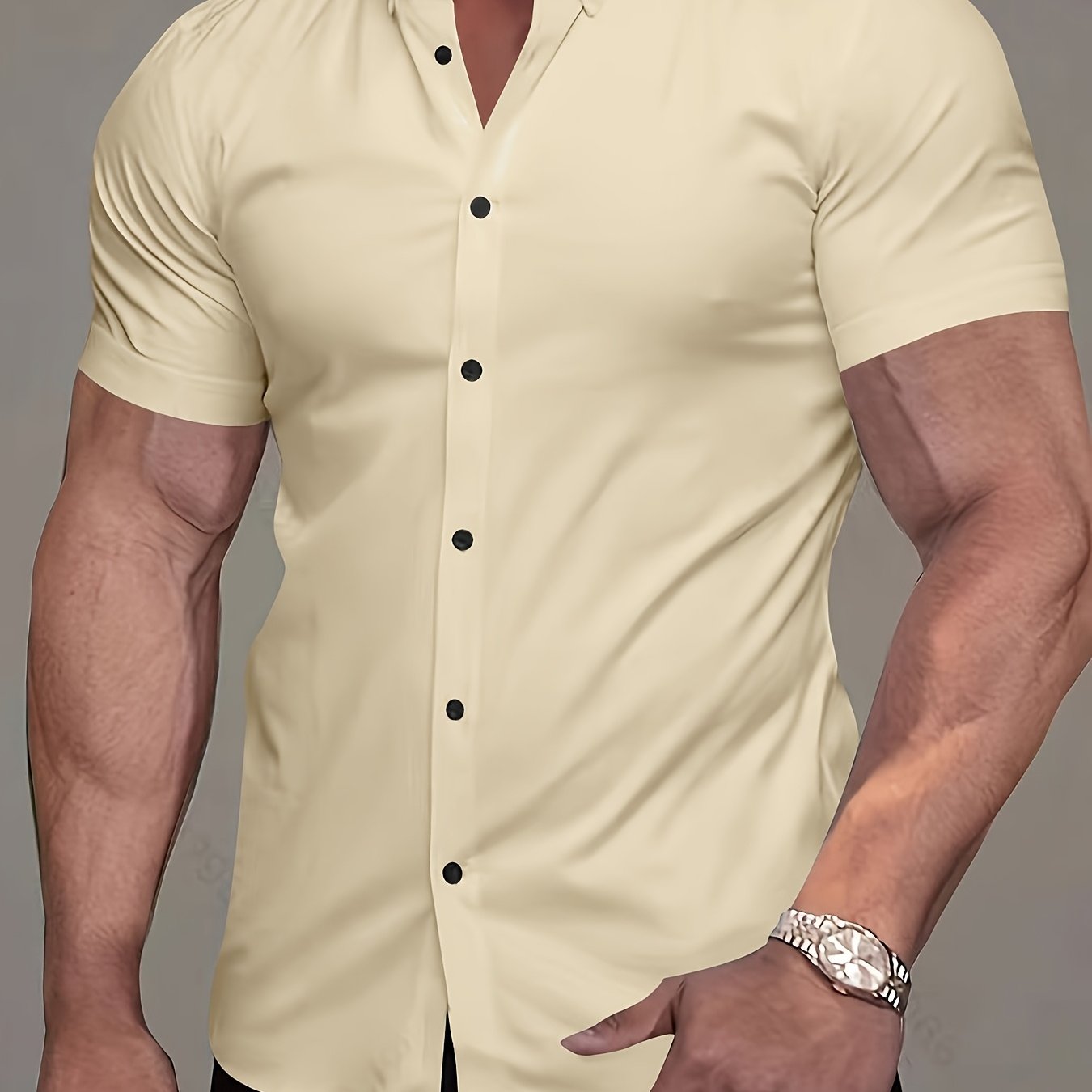 Men's Short-Sleeve Shirt, Lapel, Business Casual