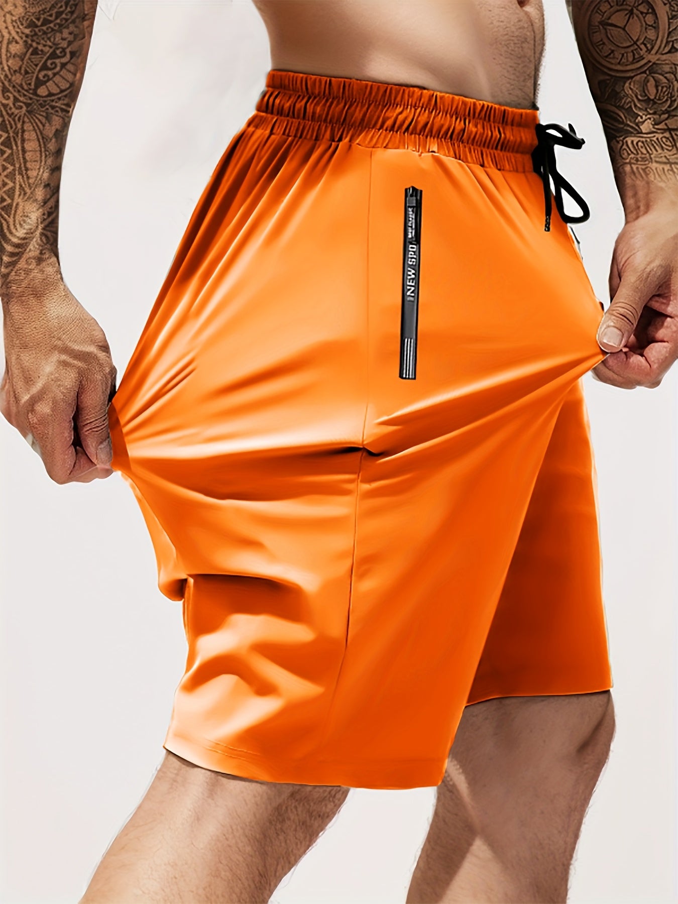 Men's Gym Shorts, Stretch Breathable, Zip Pockets