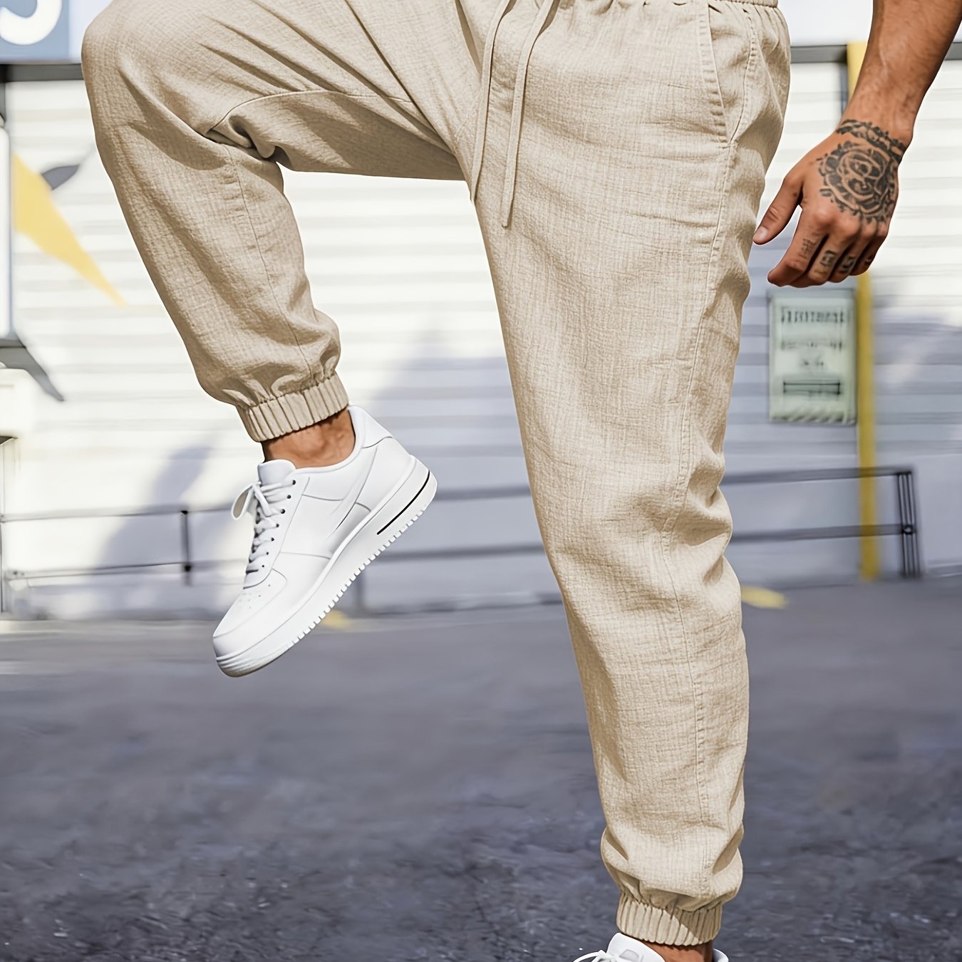 Men's Linen Joggers, Lightweight, Drawstring