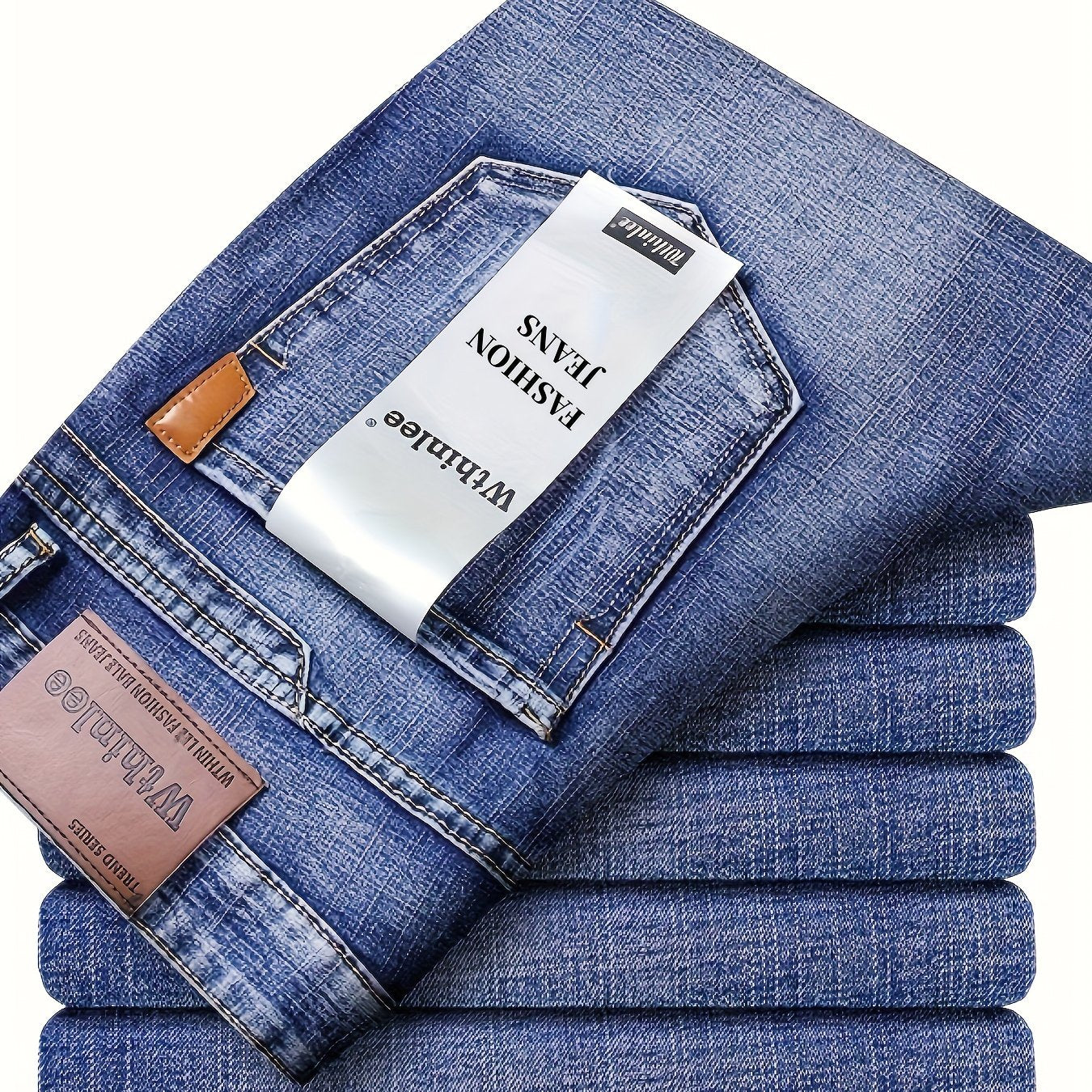 Men's Stretch Denim Trousers, Straight-Leg, Business Casual