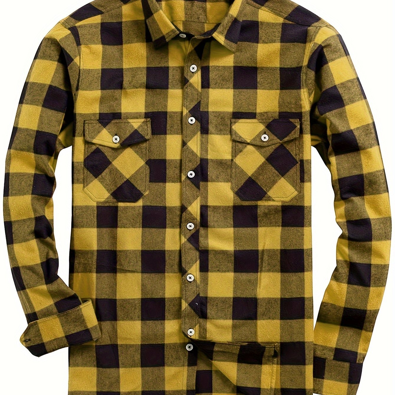 Men's Flannel Plaid Shirt, Long-Sleeve Casual