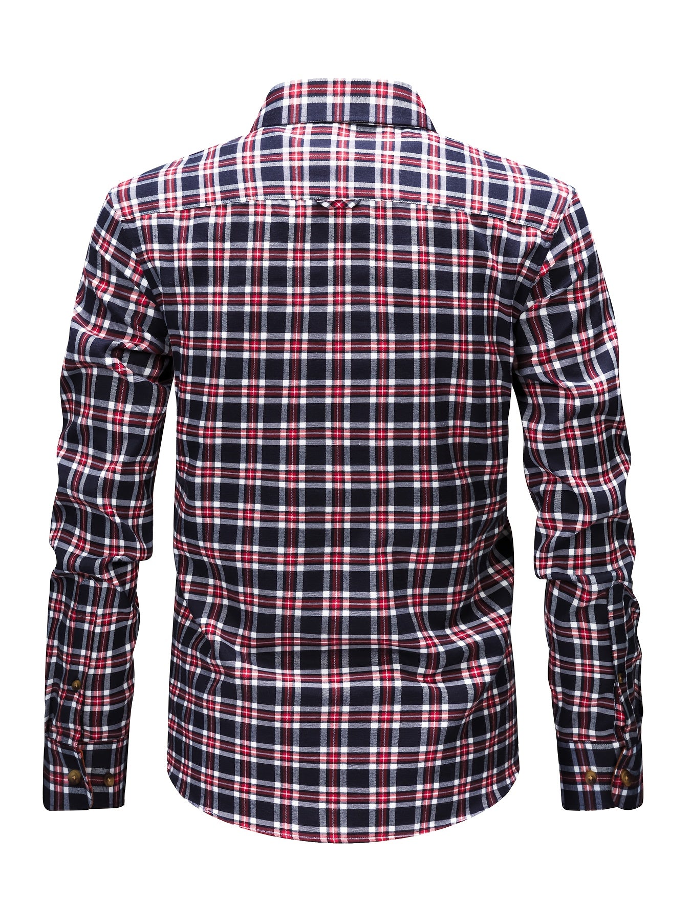 Men's Brushed Plaid Shirt, Dual-Tone, Long-Sleeve
