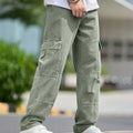 Men's Cargo Jeans, Loose Straight-Leg, Washed Denim