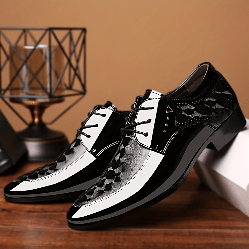 Men's Shiny Dress Loafers, Slip-On Black