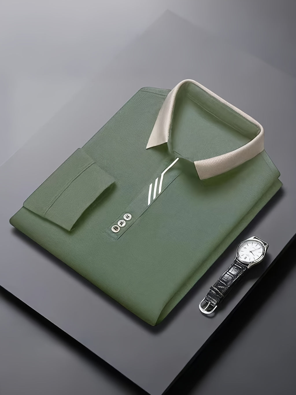 Men's Long-Sleeve Shirt, Button Detail, Casual