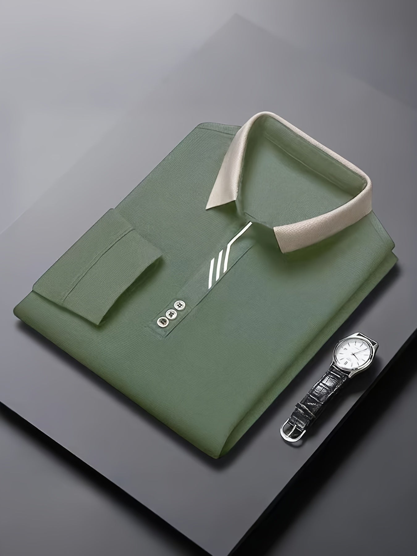 Men's Long-Sleeve Shirt, Button Detail, Casual