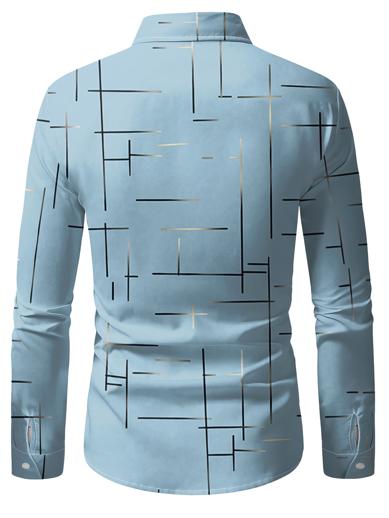 Men's Long-Sleeve Shirt, Geometric Print, Button-Up