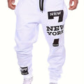 Men's Sports Joggers, Letter Print, Tapered