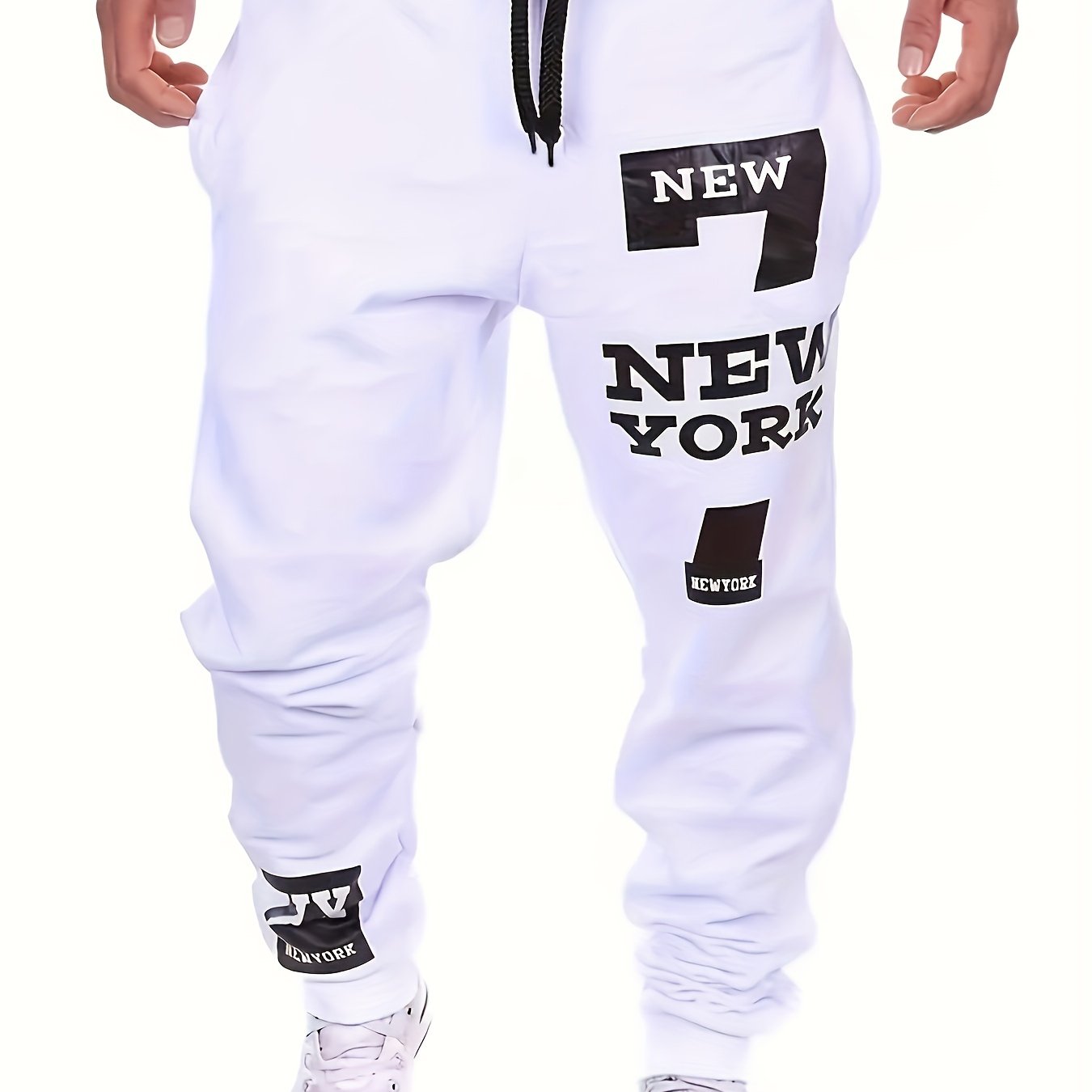 Men's Sports Joggers, Letter Print, Tapered