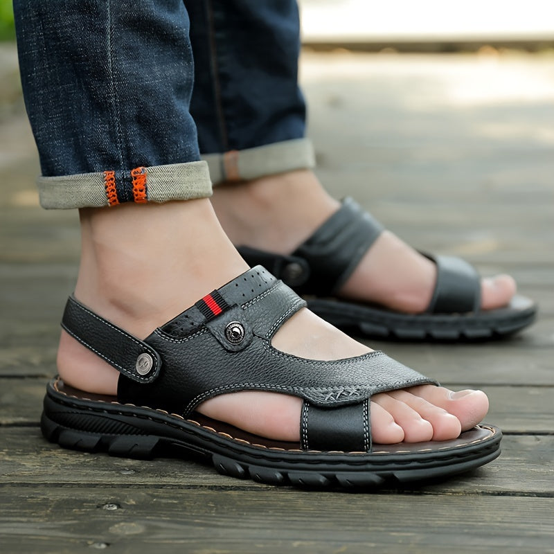Men's Faux-Leather Beach Sandals, Versatile