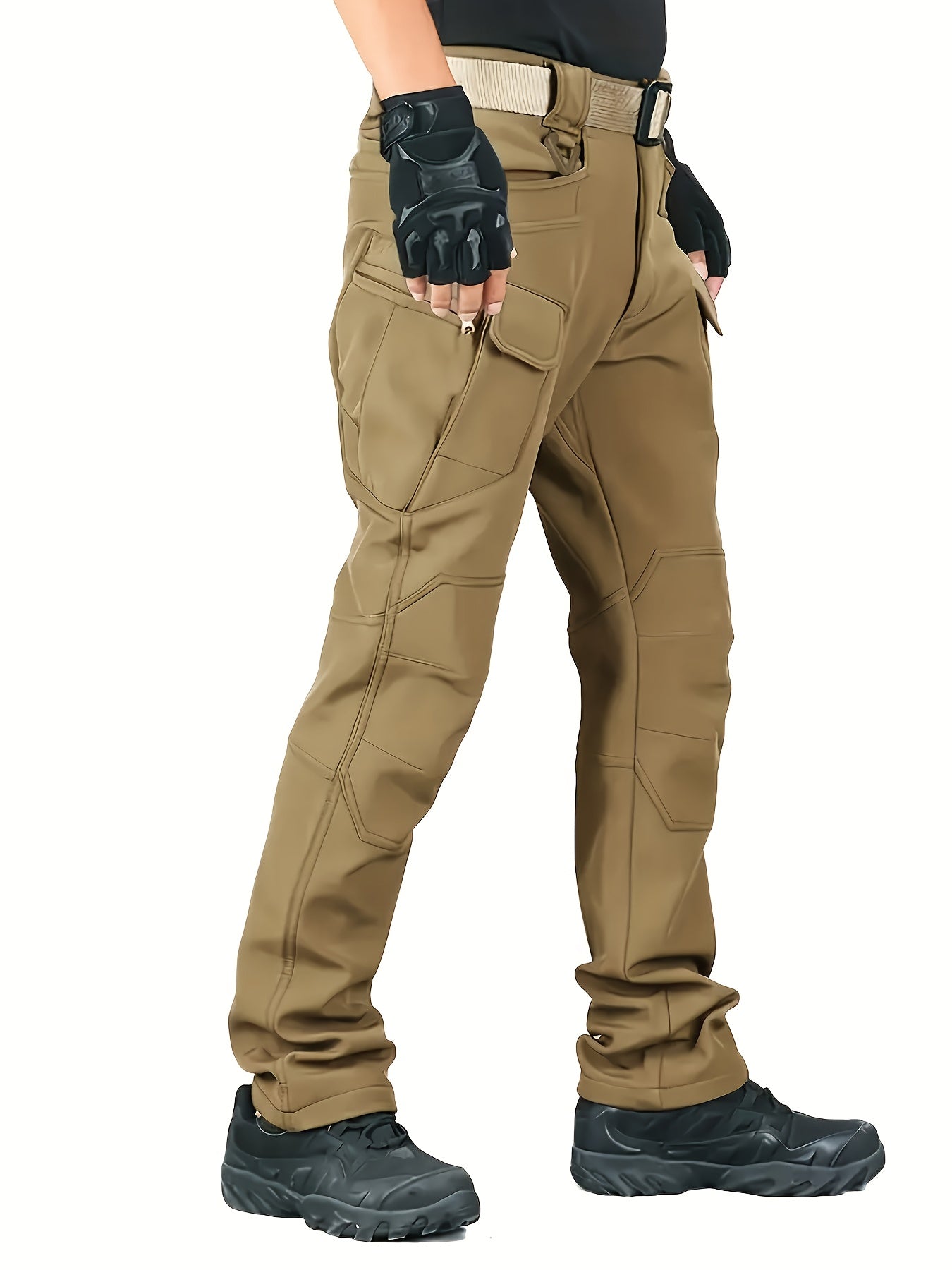 Men's Fleece-Lined Work Trousers, Softshell, Zippered Pockets