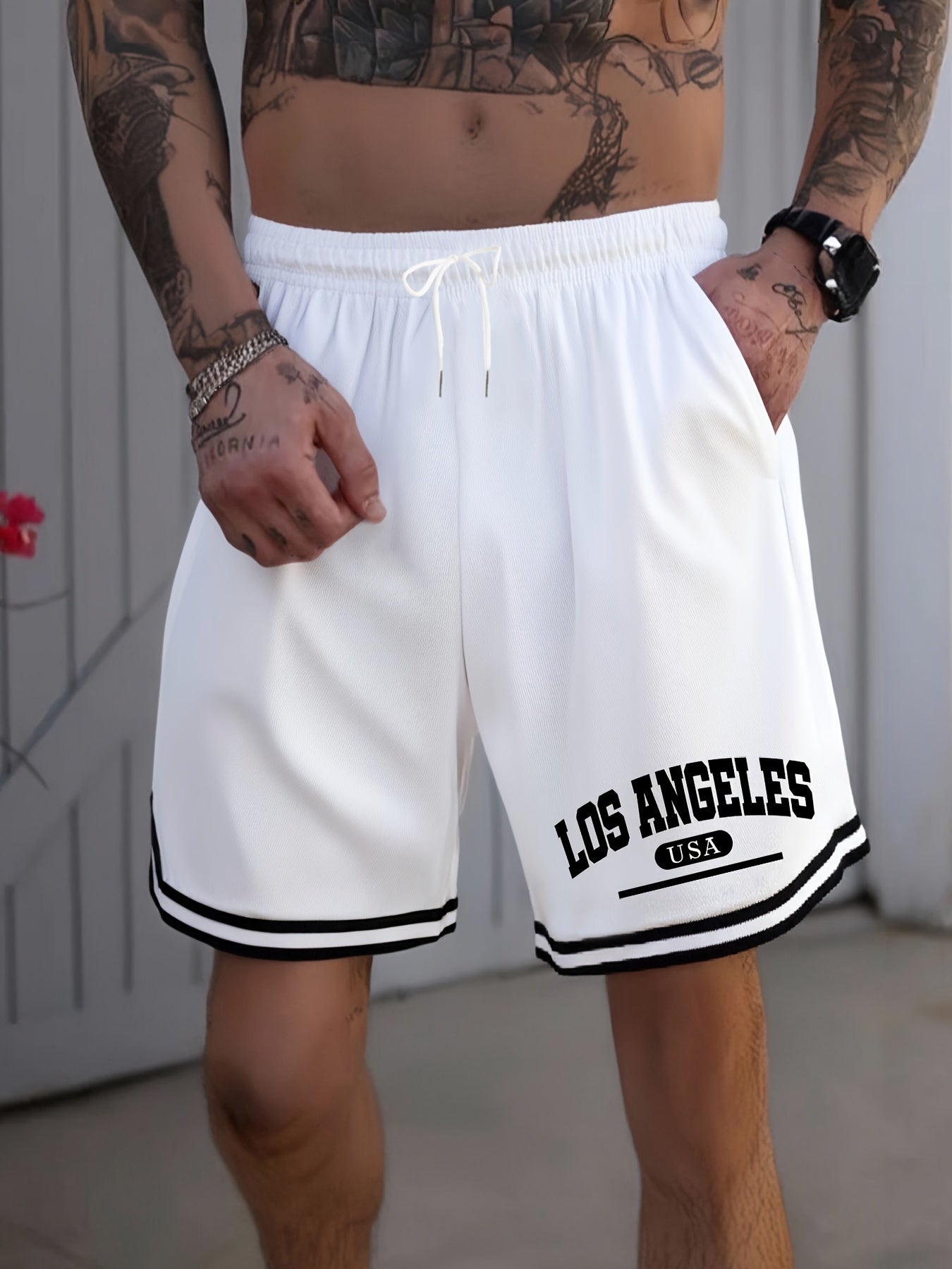Men's Basketball Shorts, Printed, Lightweight Breathable Drawstring