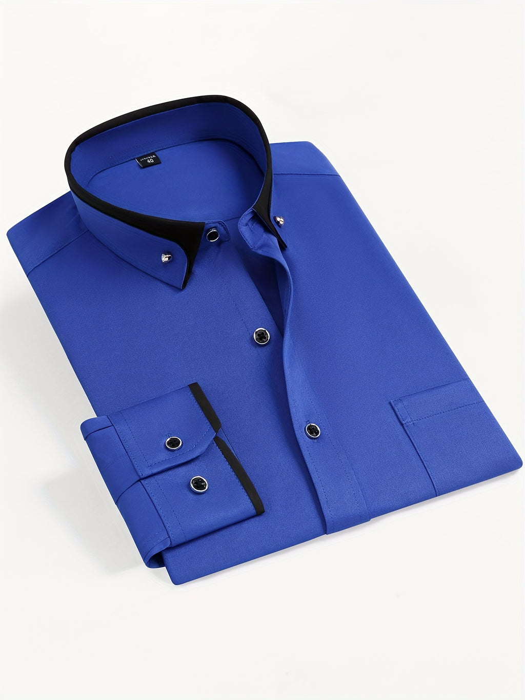 Men's Long-Sleeve Shirt, Color-Block, Stretch Dress