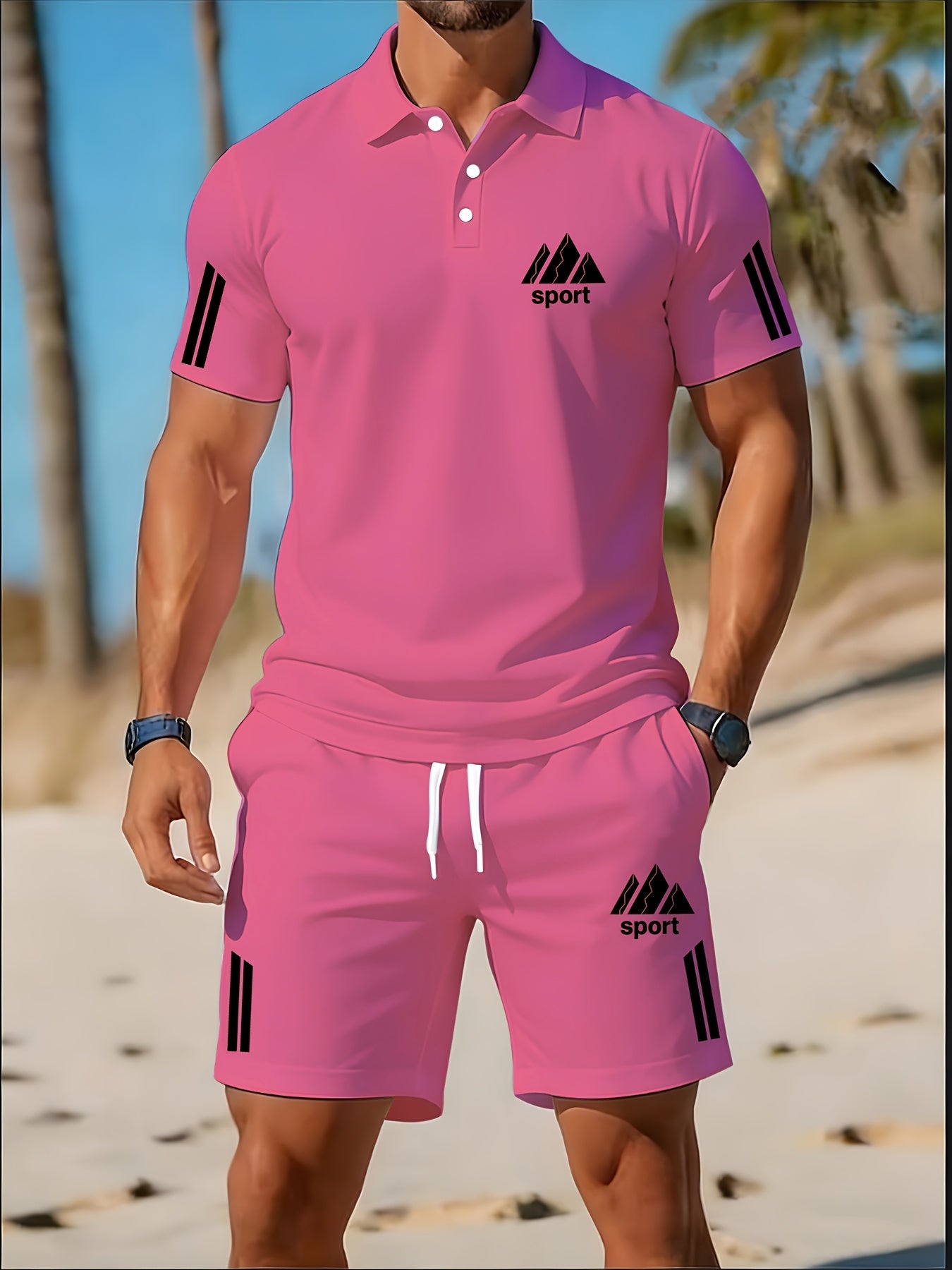 Men's Golf Polo & Shorts Set, Casual