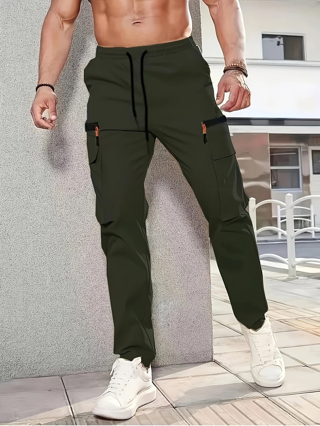 Men's Cargo Pants, Multi-Pocket, Straight-Cut Casual