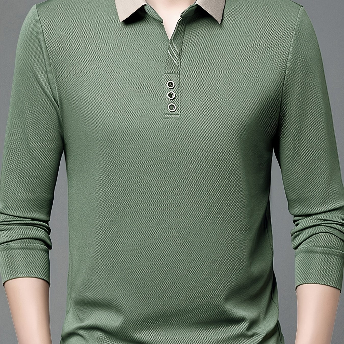 Men's Long-Sleeve Shirt, Button Detail, Casual