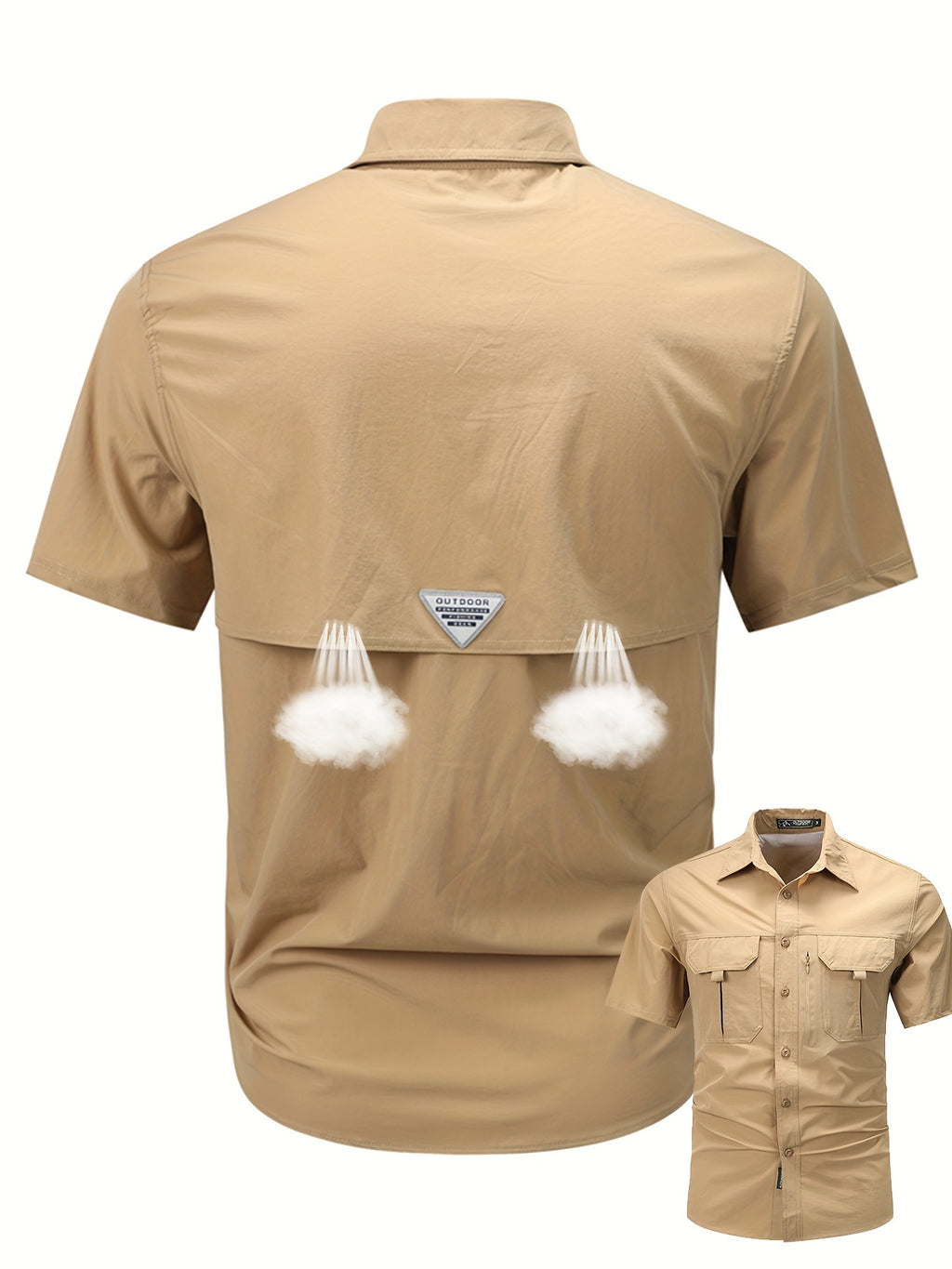 Men's Short-Sleeve Cargo Shirt, Flap Pockets, Breathable