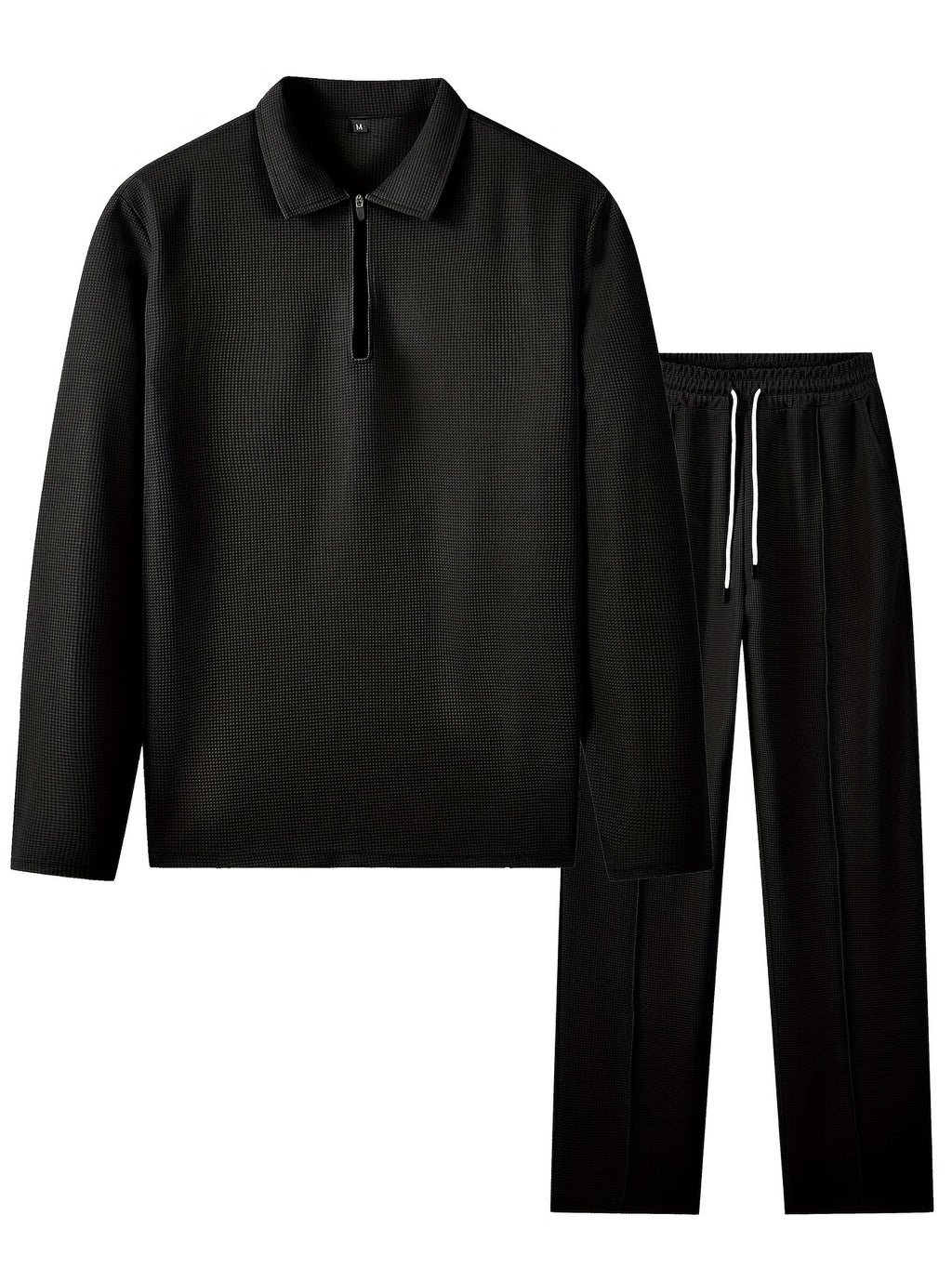 Men's Waffle-Knit Shirt & Pants Set, Long-Sleeve