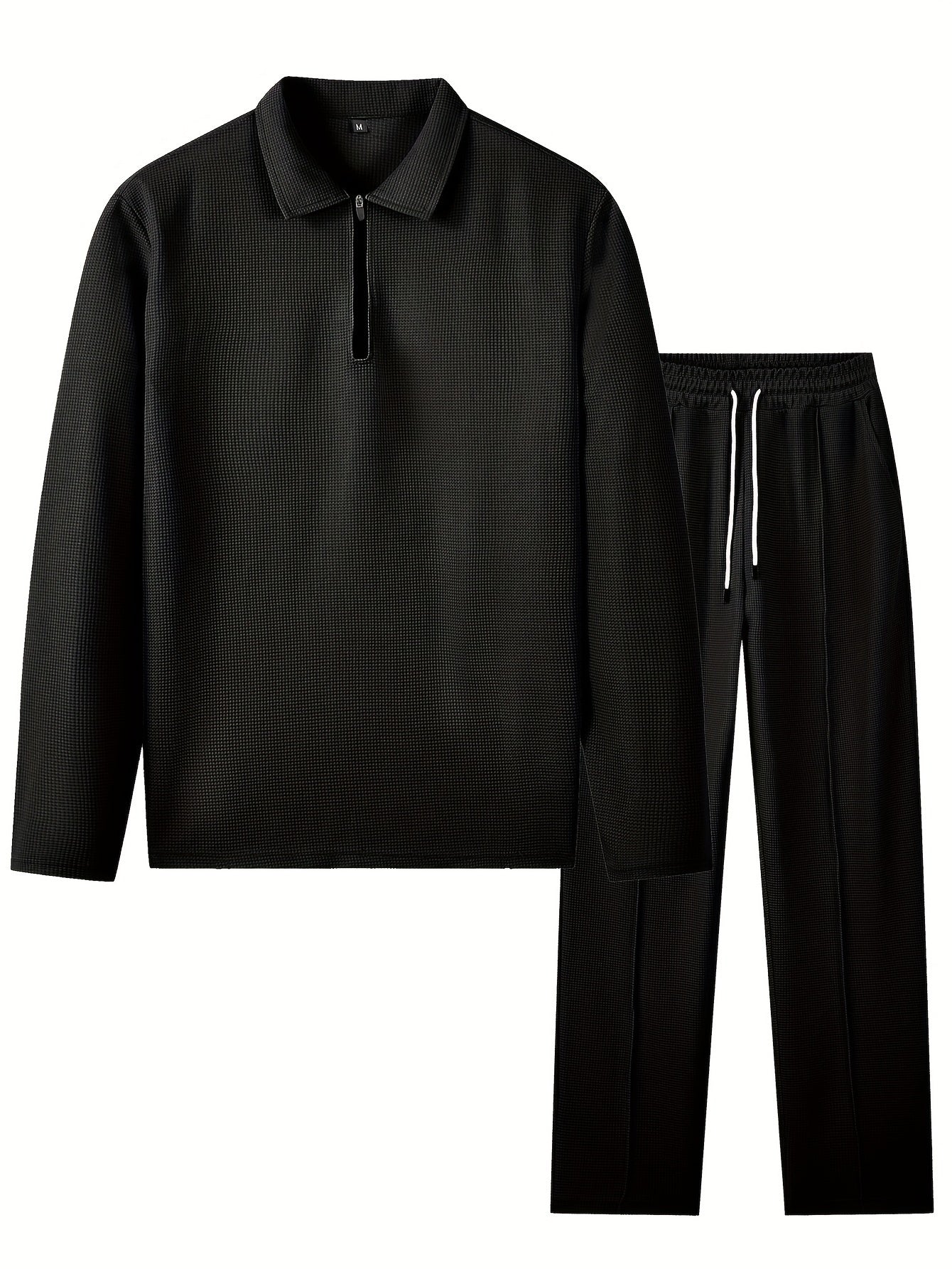 Men's Waffle-Knit Shirt & Pants Set, Long-Sleeve