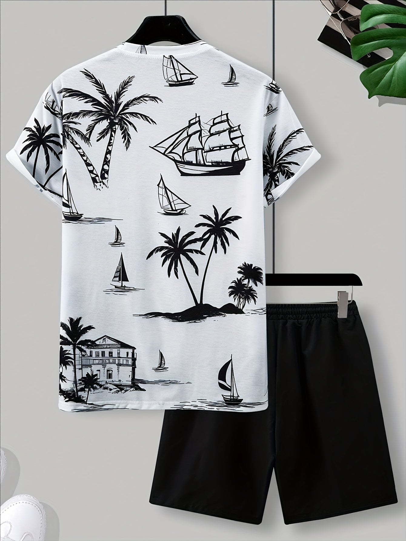 Men's Printed T-Shirt & Shorts Set, Tropical