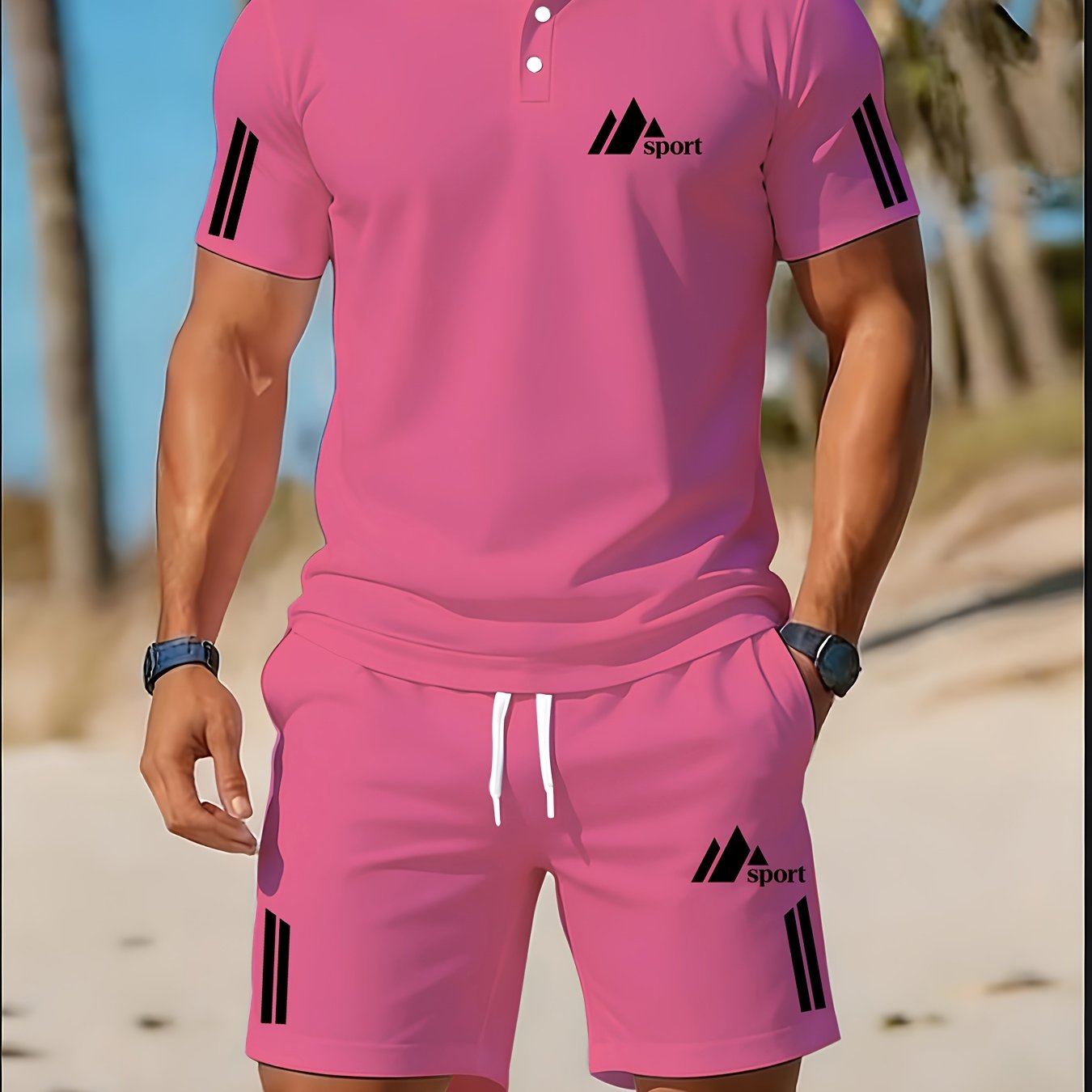 Men's Golf Polo & Shorts Set, Casual