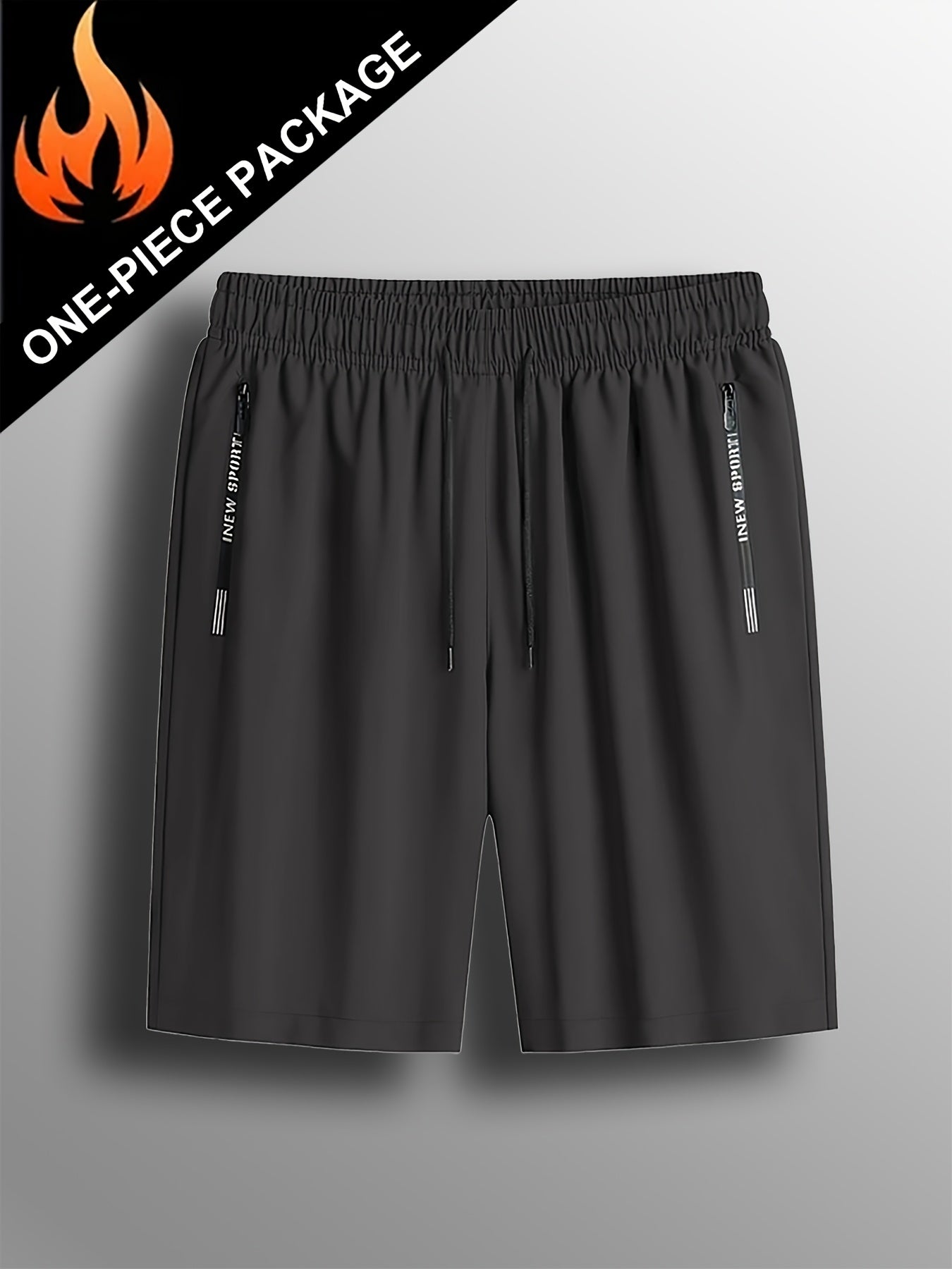 Men's Gym Shorts, Stretch Breathable, Zip Pockets