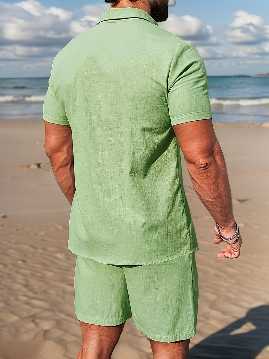 Men's Woven Shirt & Shorts Set, Quick-Dry