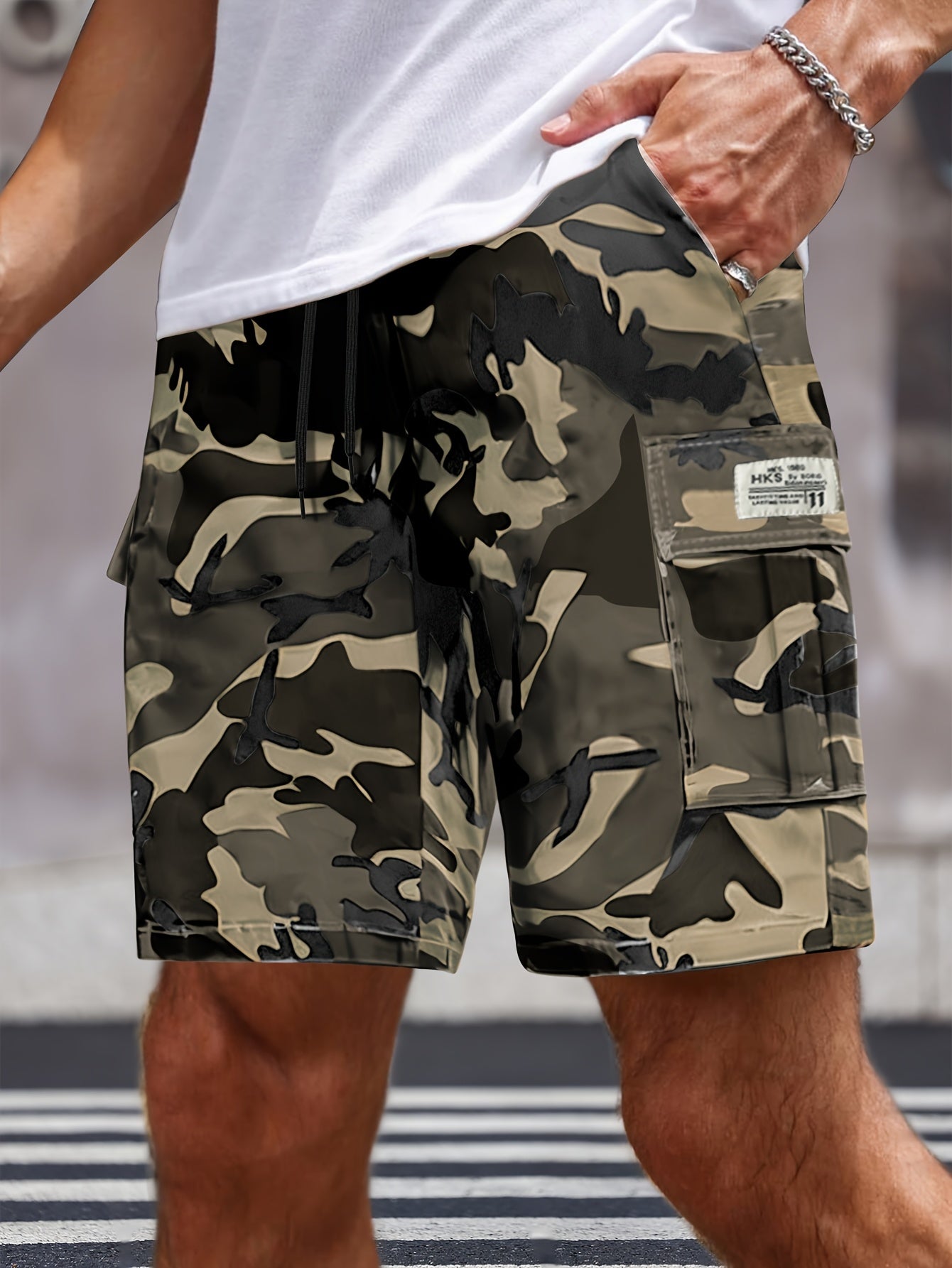 Men's Cargo Shorts, Multi-Pocket, Drawstring Loose Fit