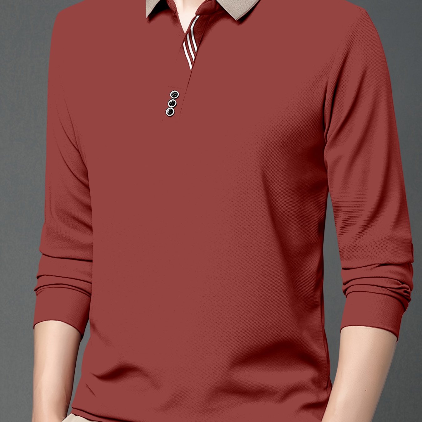 Men's Long-Sleeve Shirt, Button Detail, Casual
