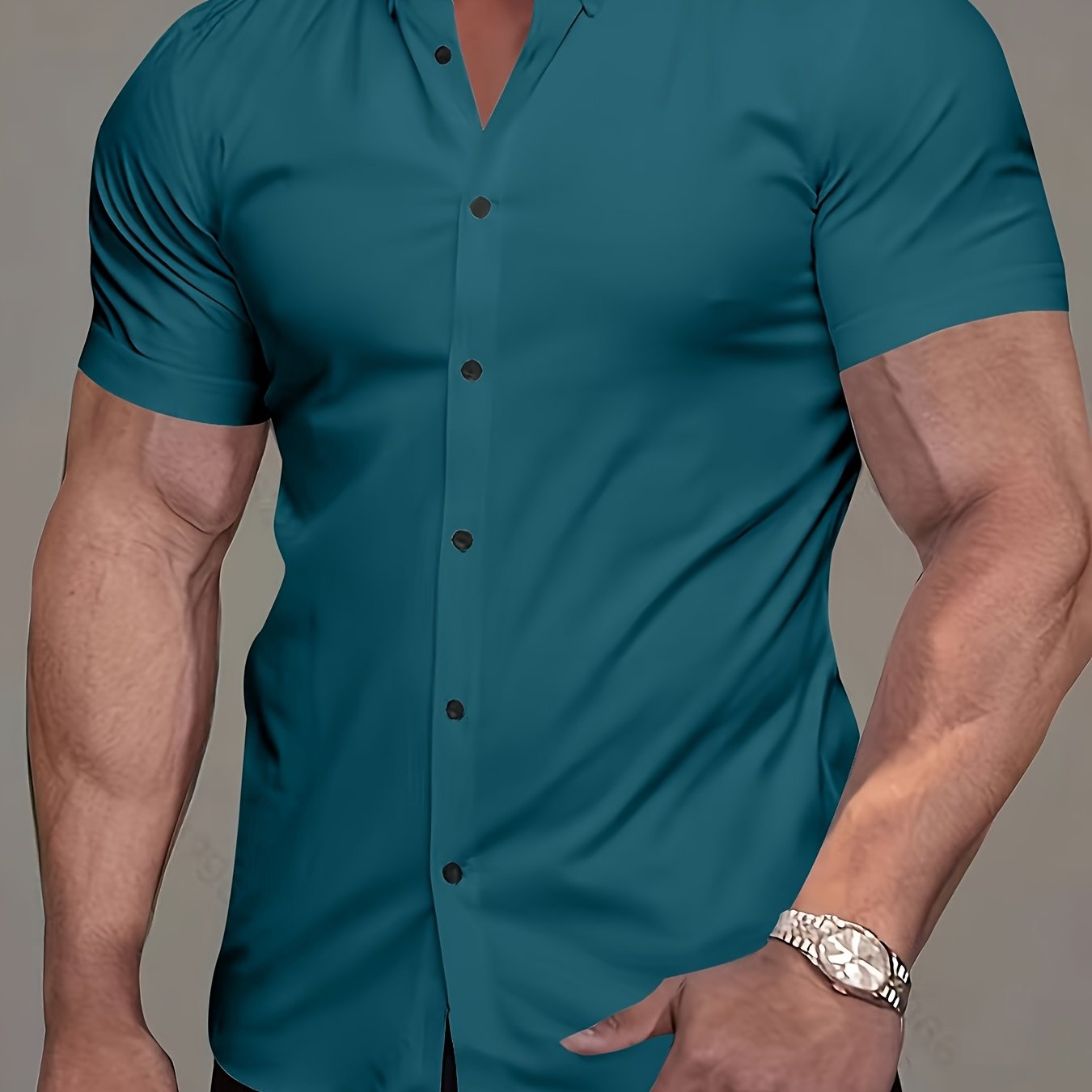 Men's Short-Sleeve Shirt, Lapel, Business Casual