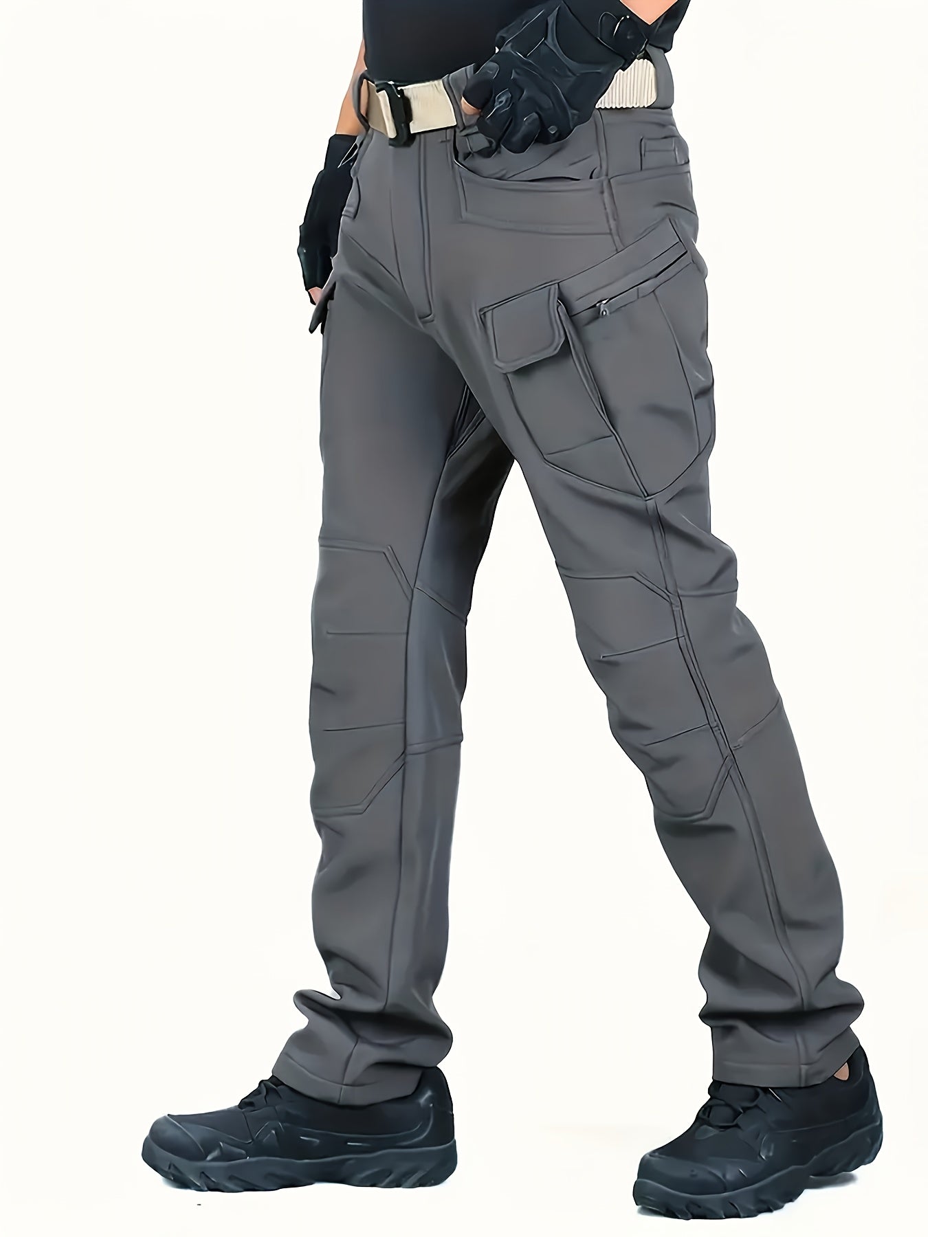 Men's Fleece-Lined Work Trousers, Softshell, Zippered Pockets