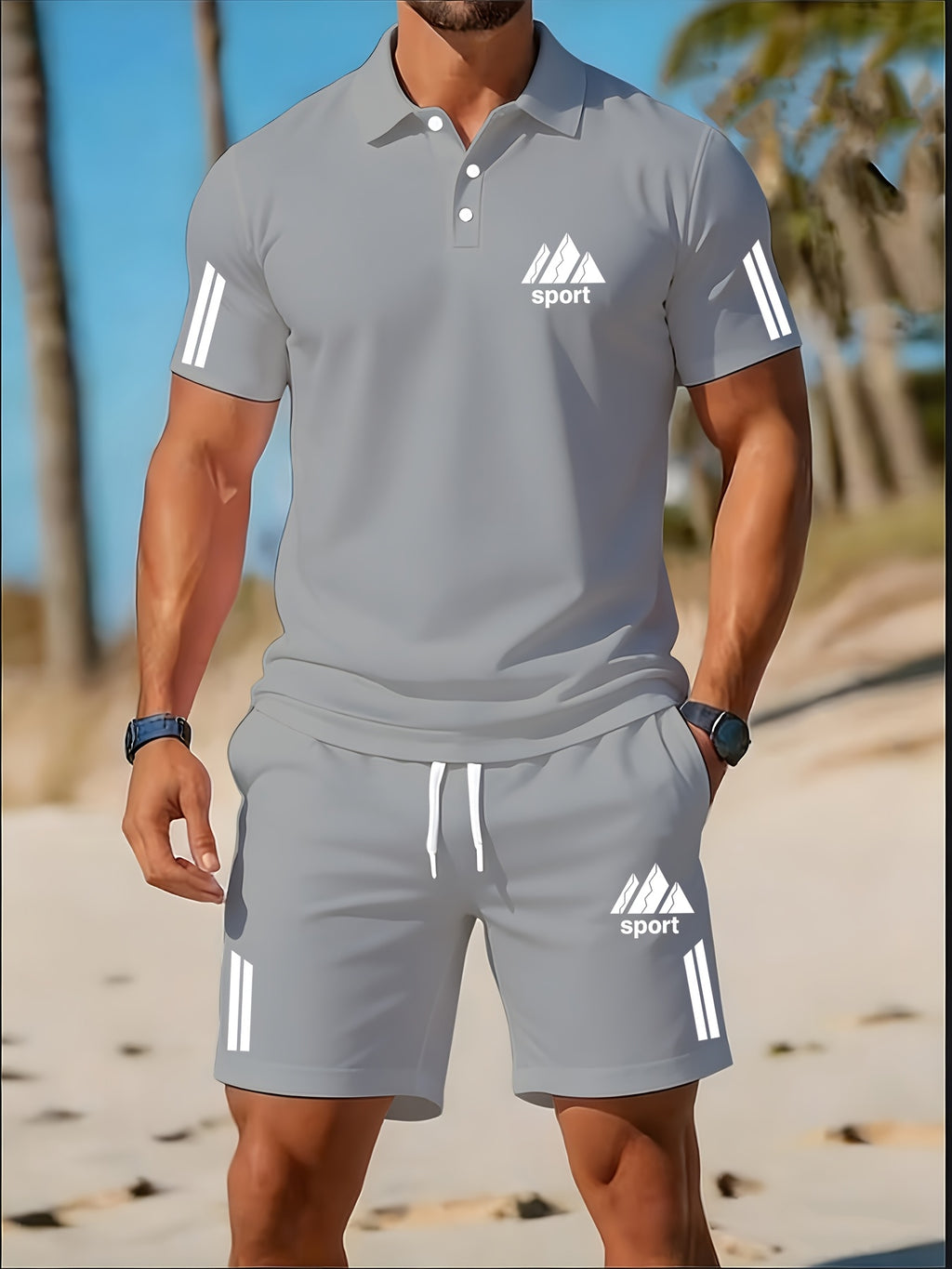 Men's Golf Polo & Shorts Set, Casual