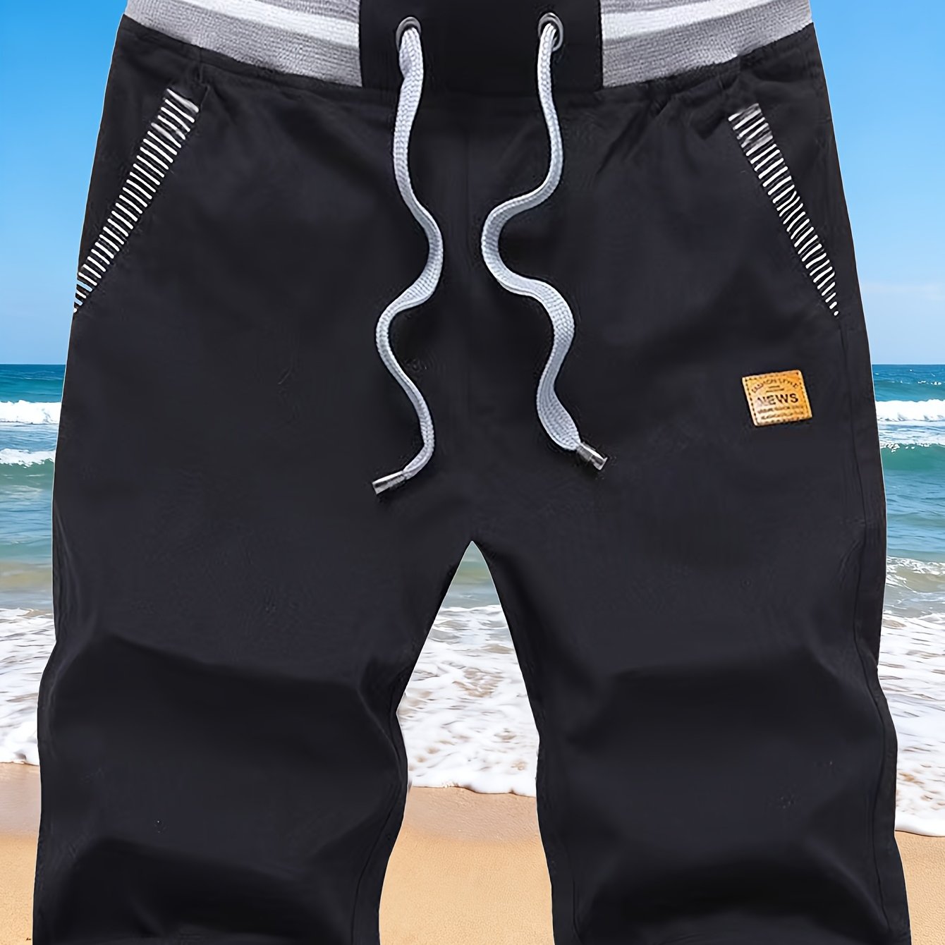 Men's Sports Shorts, Color-Block, Drawstring with Pockets