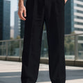 Men's Linen-Blend Trousers, Khaki, Straight-Leg Business Casual