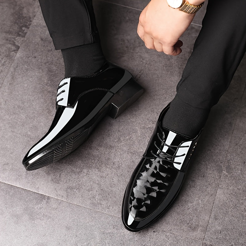 Men's Shiny Dress Loafers, Slip-On Black