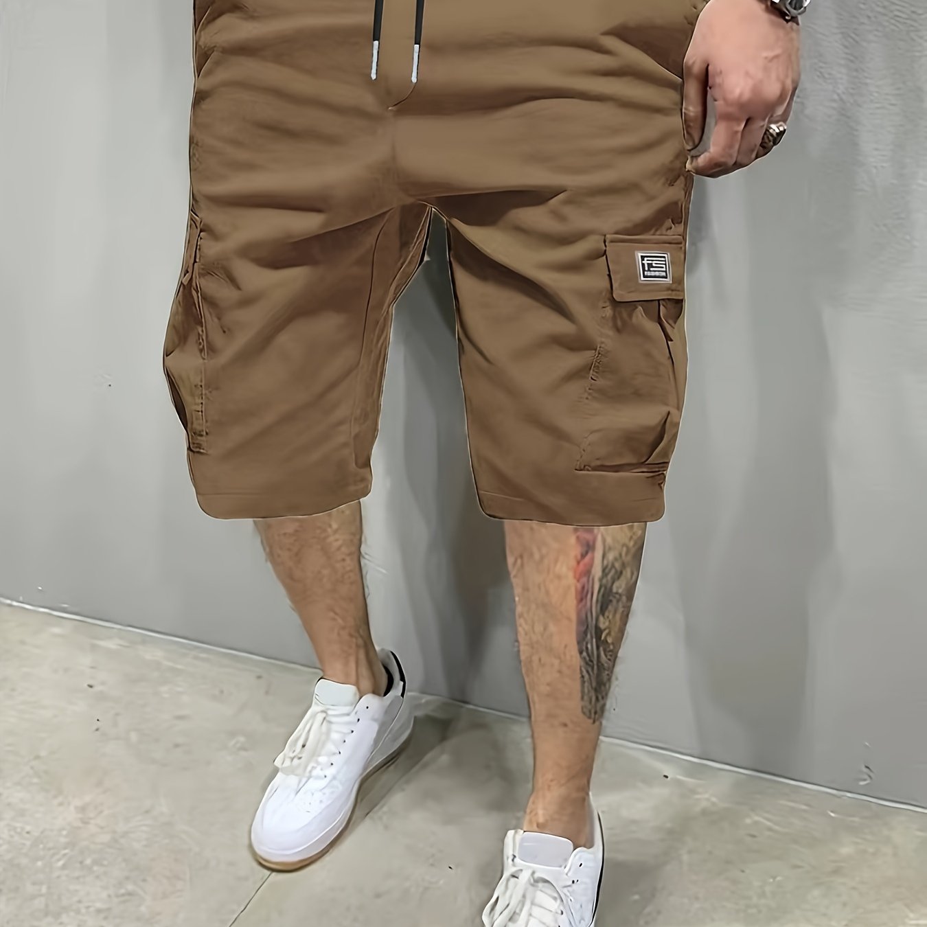 Men's Cargo Shorts, Loose Athletic Mid-Length, Summer Casual