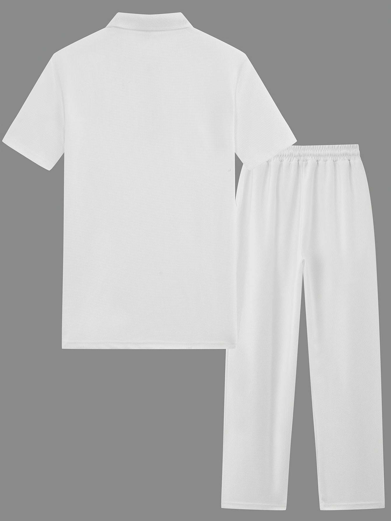 Men's Waffle-Knit Shirt & Pants Set, Zip Lapel