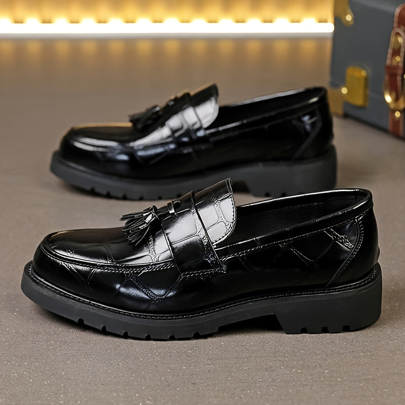 Men's Tassel Thick-Sole Dress Loafers, Round-Toe