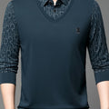 Men's Long-Sleeve Polo Shirt, Layered-Look Lapel