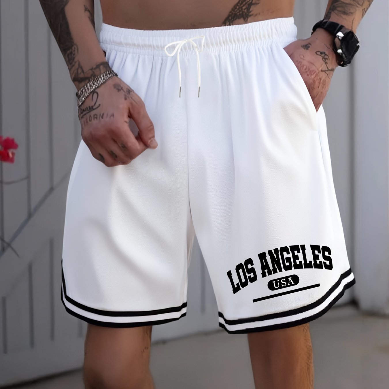 Men's Basketball Shorts, Printed, Lightweight Breathable Drawstring