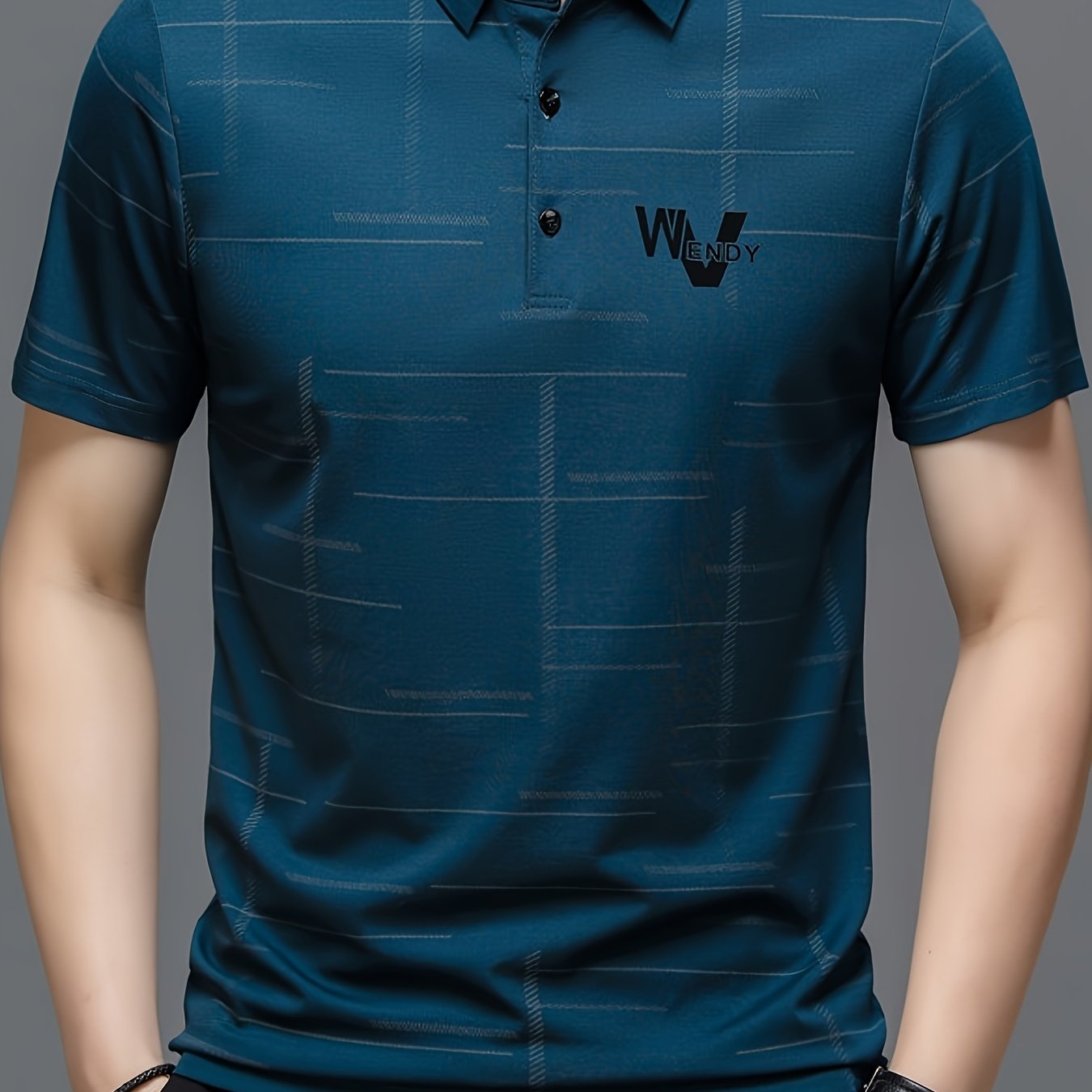 Men's Golf Polo Shirt, Striped, Moisture-Wicking