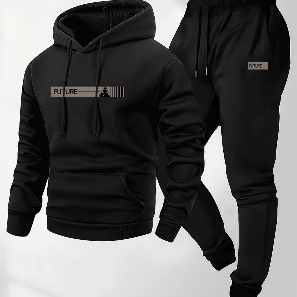 Men's Hoodie & Sweatpants Set, Casual Sport