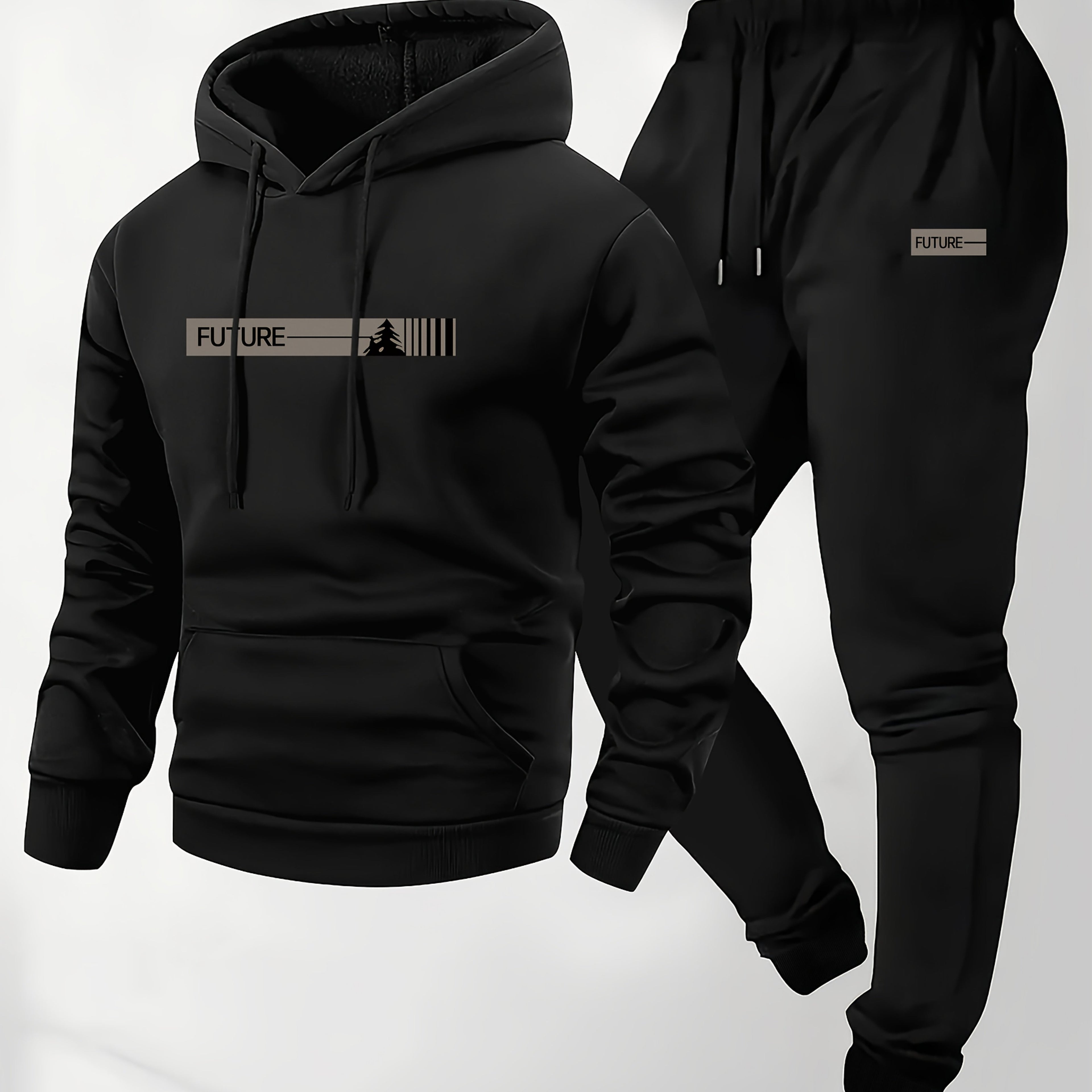 Men's Hoodie & Sweatpants Set, Casual Sport