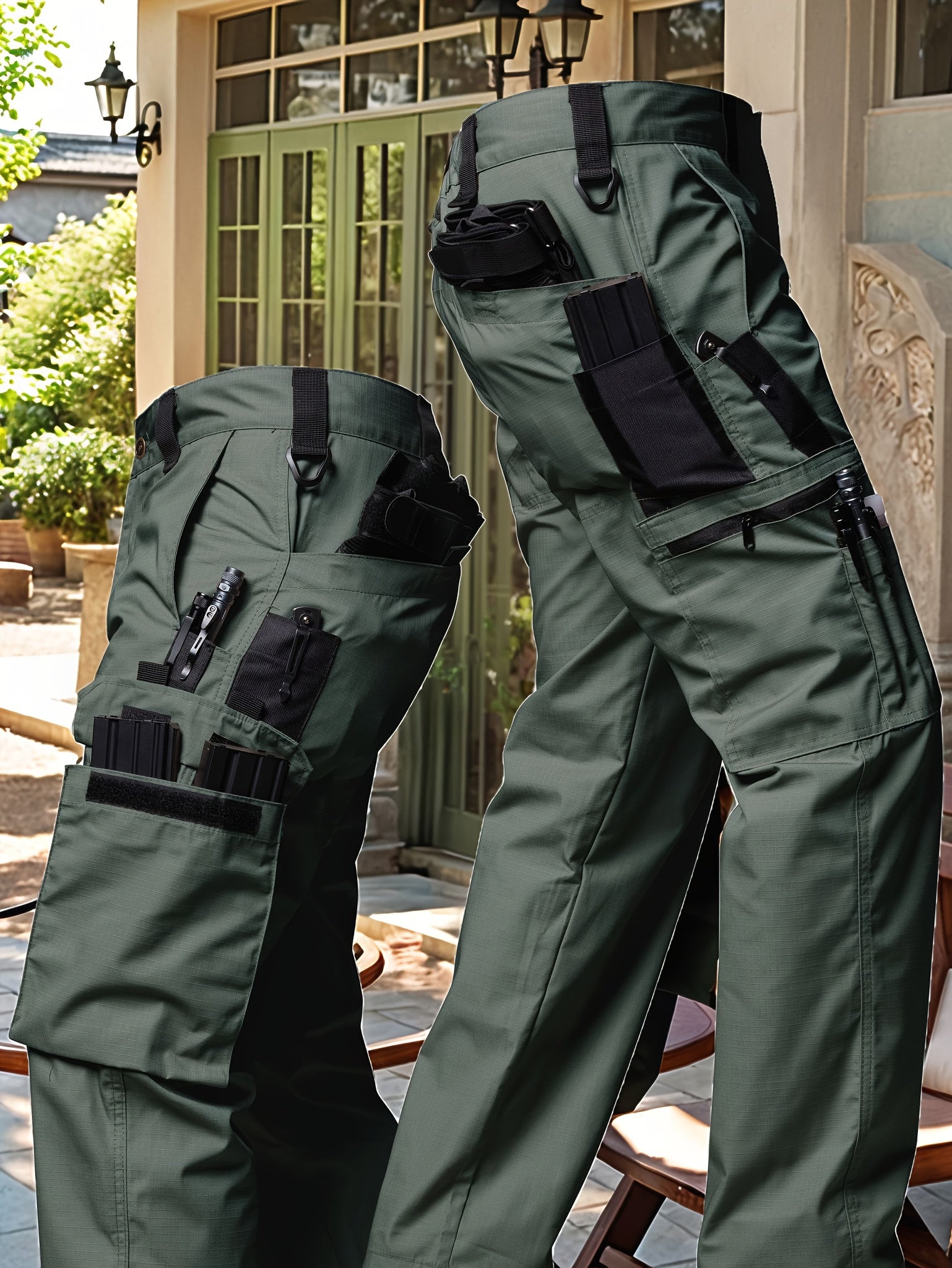 Men's Tactical Cargo Pants, Multi-Pocket, Stretch Ripstop