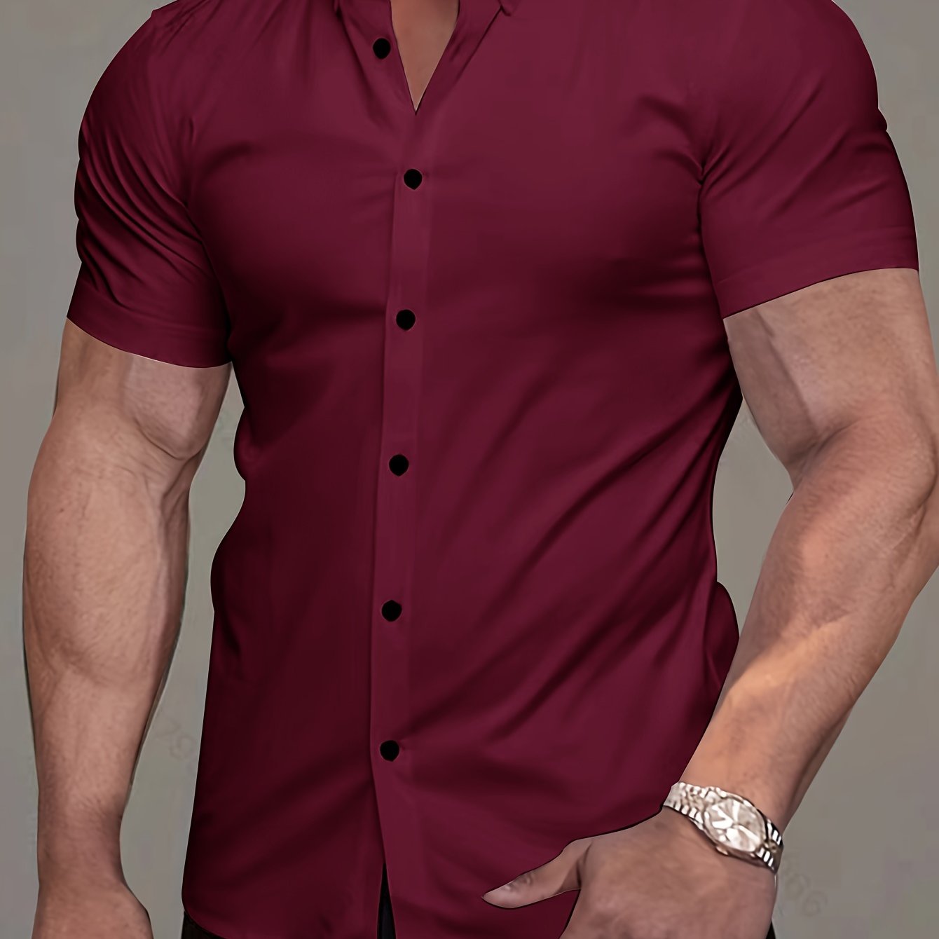 Men's Short-Sleeve Shirt, Lapel, Business Casual