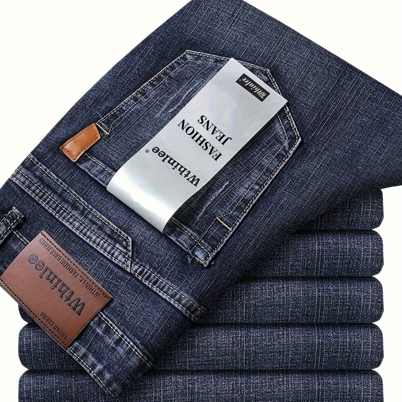 Men's Stretch Denim Trousers, Straight-Leg, Business Casual