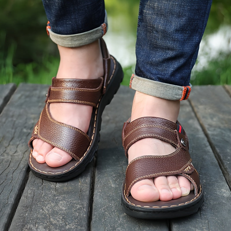 Men's Faux-Leather Beach Sandals, Versatile
