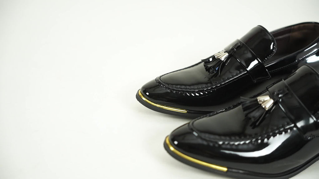 Men's Pointed-Toe Dress Loafers, British Style Black